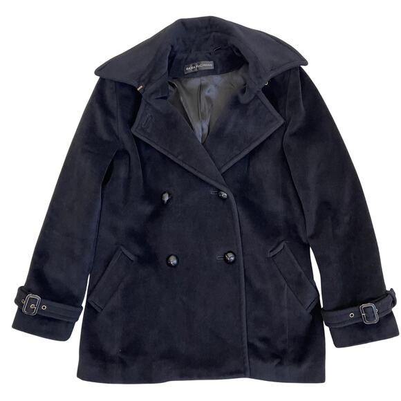 Dana Buchman Sz 6-8 Vtg Angora-Wool Blend Classic Double Breasted Peacoat Black - Picture 12 of 16